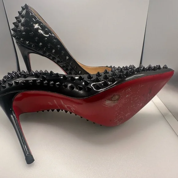 Christian Louboutin Black Patent Spiked Heels - Picture 5 of 10
